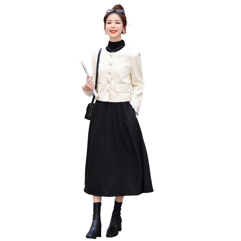 2022年小香风蕾丝拼接套装女新款小众设计感裙两件套裙显瘦,女装套装/套裙,韩蜜菓
