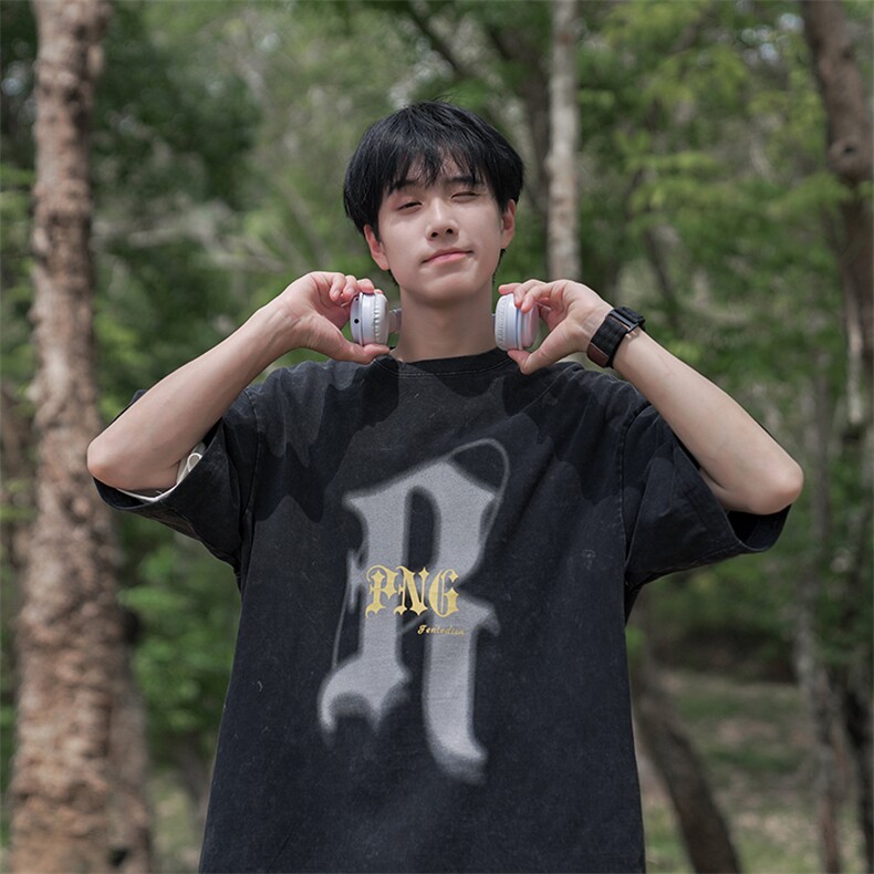 水洗做旧纯棉T恤男夏季美式复古半袖B225-T9220-P45-X59-现货,男装T恤,电商B225