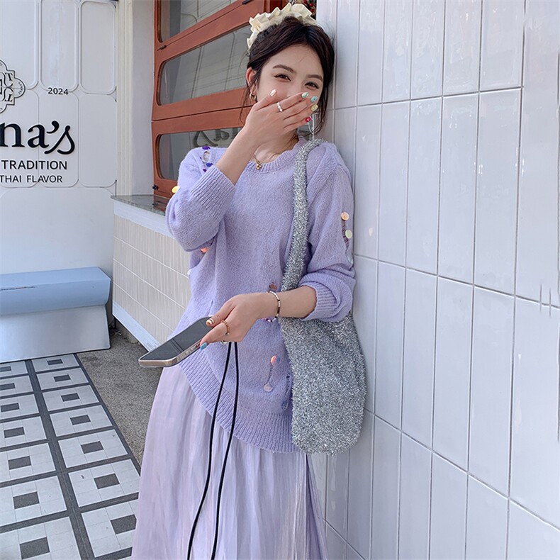 春夏秋长袖宽松型文艺风毛针织衫女装时尚秋装开衫，女装套装/套裙，浙宝305