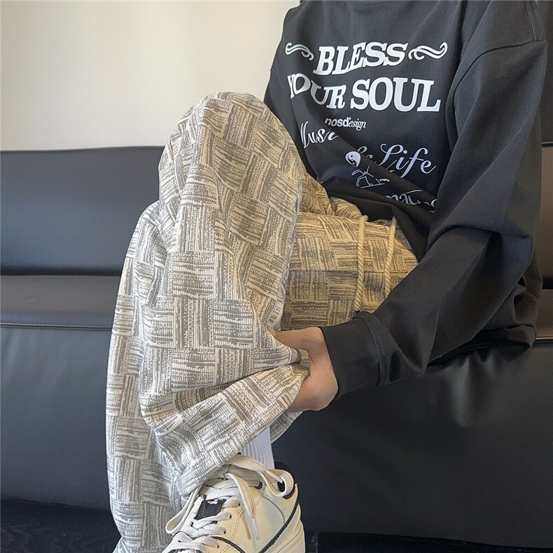 美式扎染运动卫裤男款秋季潮牌高级感直筒阔腿裤子情侣复古微喇裤,男装休闲裤,星座511-1