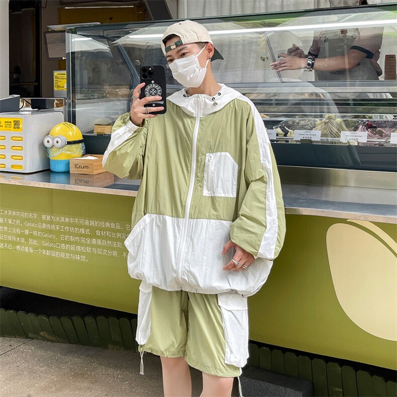 夏季夹克衫防晒服套装运动风撞色时尚防晒衣男XZ514-2-1610-P98，男装防晒衣，星座514-2(原B239)