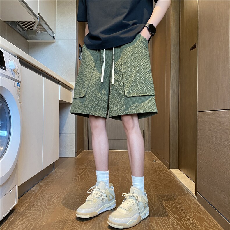 抖音品质工装大口袋设计感宽松泡泡格短裤B315-K25551-特p25控48,男装牛仔裤,电商B315
