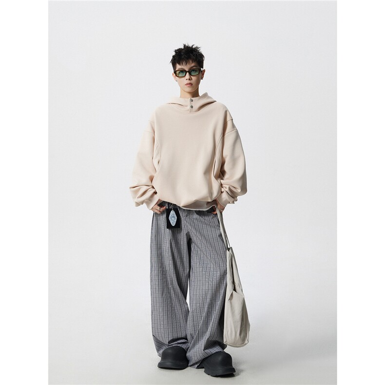 8XL-M美式重磅连帽卫衣大码结构设计拼接上衣秋季外套WY9106特P50,女装短外套,电商B238