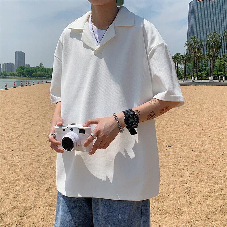 polo衫男短袖纯色韩版潮流2023夏季新款ins上衣宽松衬衫W2583-P30,男装Polo衫,星座412-3