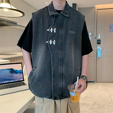 MJ150/P60高品质星空纹飞机扣新中式风牛仔马甲潮男无袖外套，女装短外套，电商基地A050