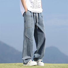 牛仔裤男生2025新款宽松裤子男夏季薄款休闲阔腿长裤Q29127-特P42，男装牛仔裤，星座610（原A335）