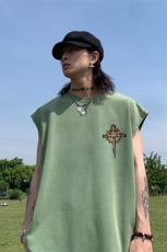 美式十字架印花水洗做旧夏无袖背心/马甲/坎肩XZ514-2-1309-P35，男装背心/马甲，星座514-2(原B239)