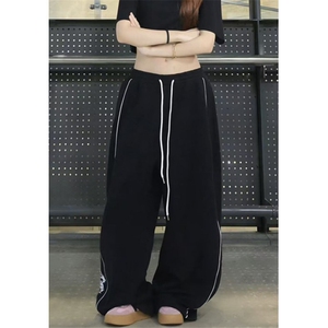 [002] 高街拼接休闲工装裤春秋高腰宽松阔腿拖地裤A079-5385-P52图片
