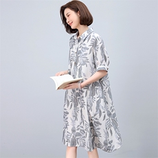 莱赛尔天丝亚麻连衣裙2025新款夏季穿搭宽松大码显瘦气质妈妈裙子，女装连衣裙，独衣靓