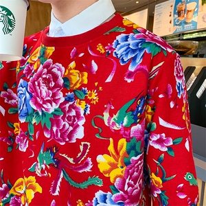 W2情侣大码衬衫领假两件卫衣外套学生班服团队新中式表演出汉服潮图片