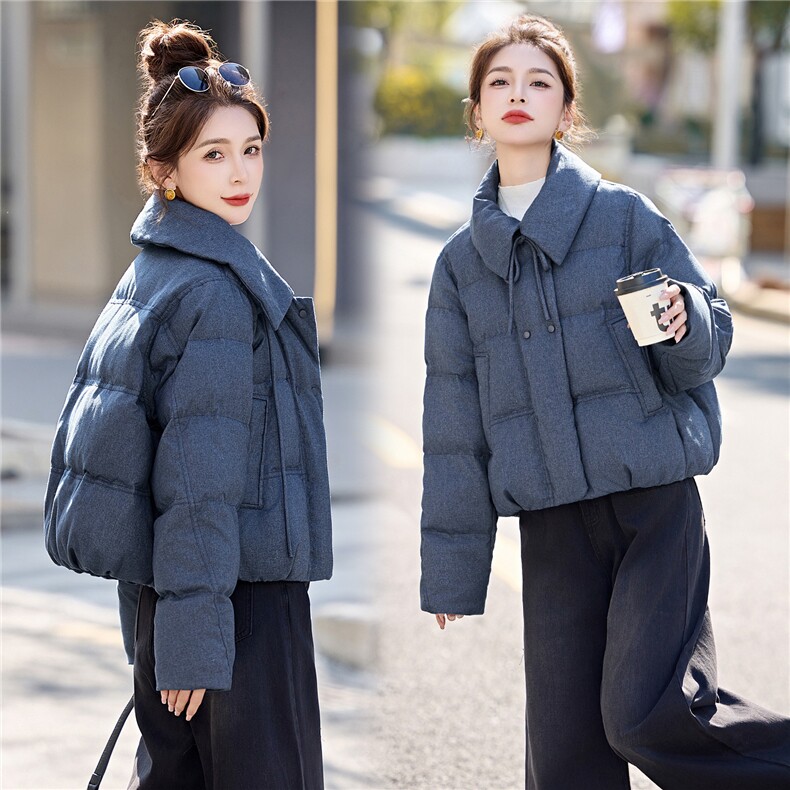 2025冬装新款简约时尚休闲翻领羽绒服,女装羽绒服,沁沁公主