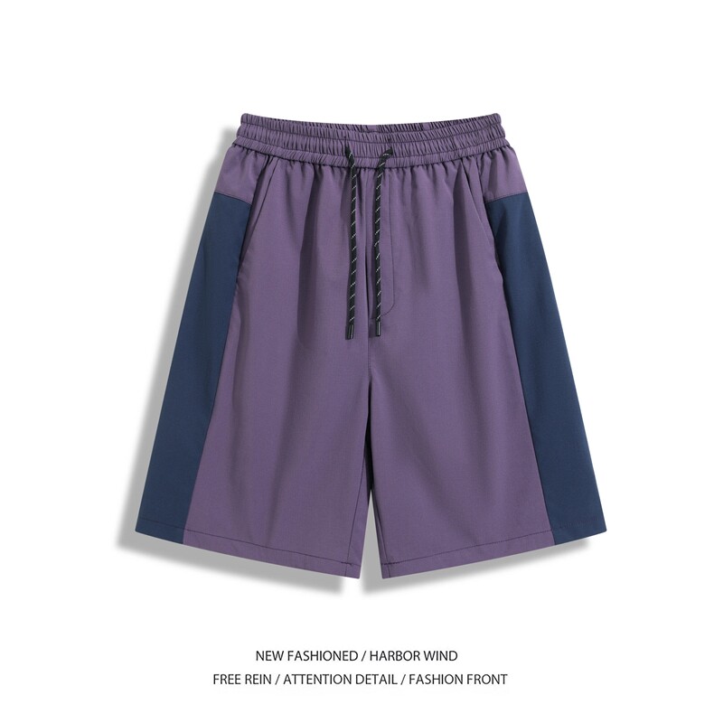 抖音品质夏季新款速干拼接撞色宽松短裤B315-K25504-特p25控48,男装牛仔裤,电商B315