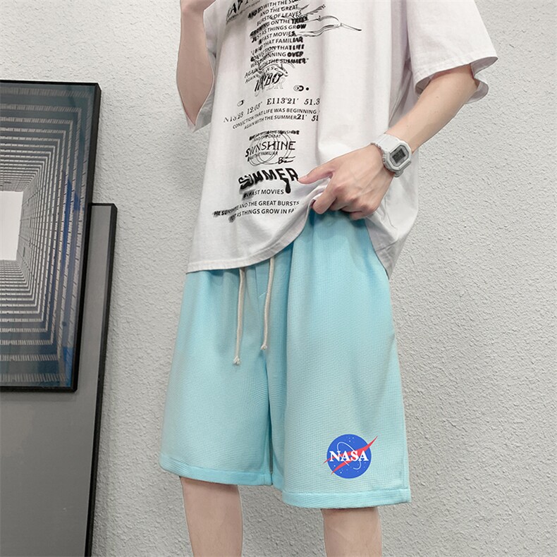 HD74252-P22华夫格短裤男大码宽松五分裤男直筒中裤,男装休闲裤,电商A040