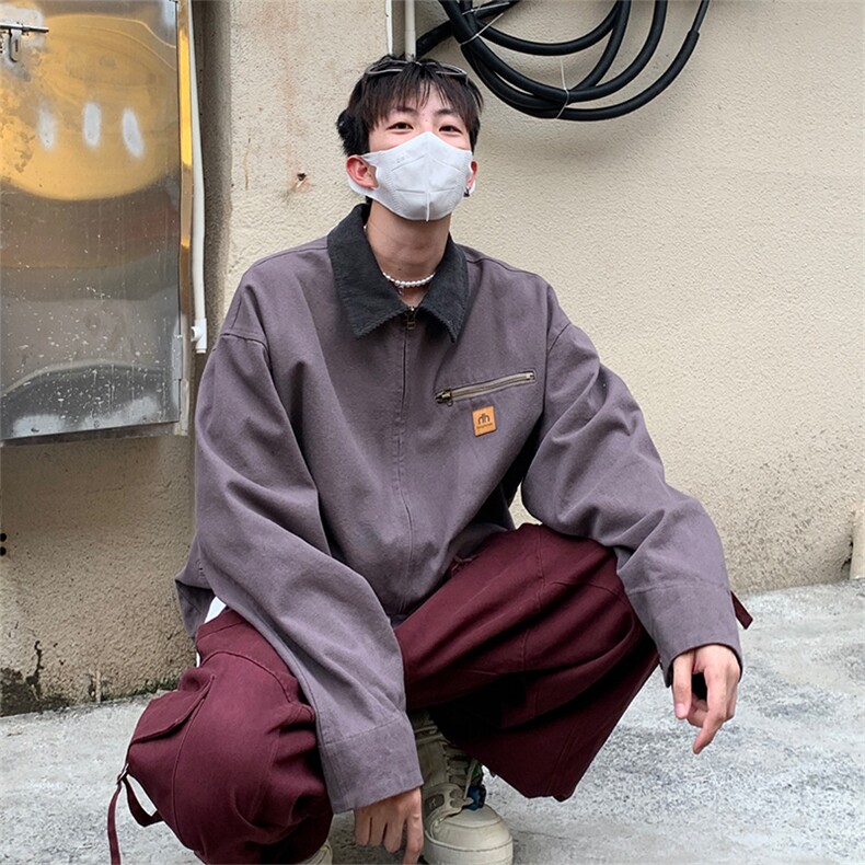 美式底特律工装夹克男2024新款春秋季高级感痞帅外套休闲宽松上衣,男装夹克,电商A003