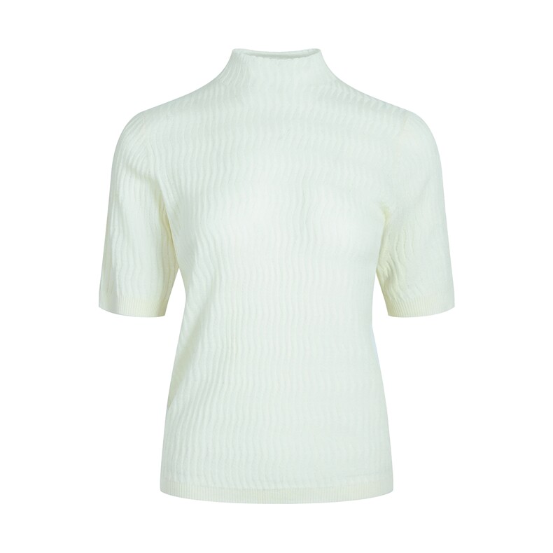 2025年秋季新款水波纹半高中袖针织羊毛衫时尚休闲通勤百搭，女装羊毛衫，宋氏羊绒