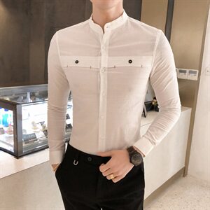 19秋款男青年英伦风衬衫韩版商务男士高端长袖衬衫102A-BF07图片