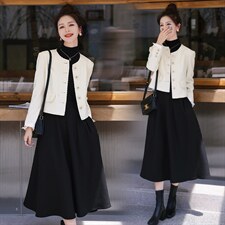 2022年小香风蕾丝拼接套装女新款小众设计感裙两件套裙显瘦，女装套装/套裙，韩蜜菓