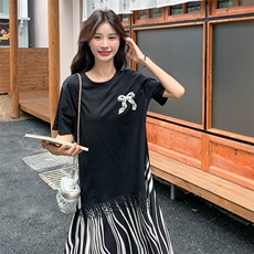 （现货）韩版宽松拼接荷叶边鱼尾T恤连衣裙88613-p115-k168，女装连衣裙，2C317A