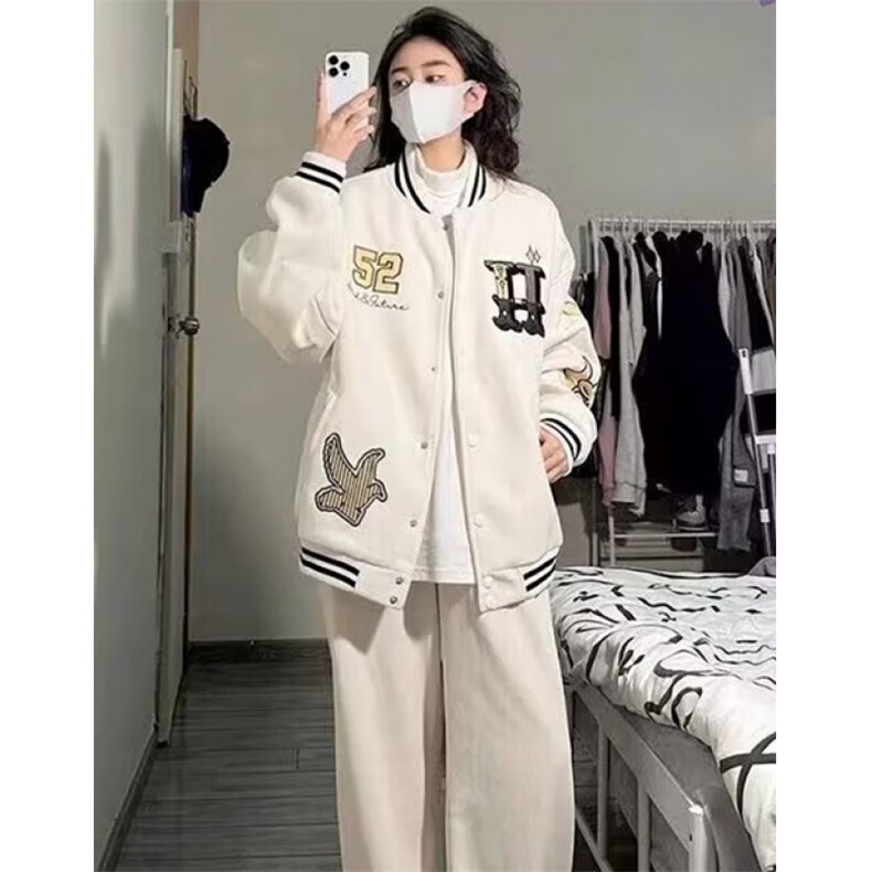 小熊刺绣棒球服外套少女2025秋冬中学生学院风卫衣外套JK39,女装短外套,星座1116A（原606A-3）