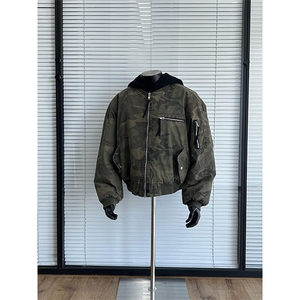 美式复古假两件迷彩外套飞行员夹克连帽棒球服 WT963 特P95图片