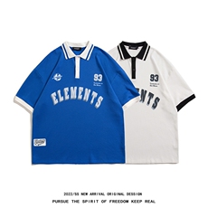 白底23夏季潮时尚宽松全棉百搭短袖POLO衫T恤PL276P45控68，男装T恤，电商A247-1