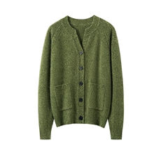 2025年秋季时尚百搭通勤简约休闲花纱剪刀领开衫，女装羊绒衫，臻维羊绒