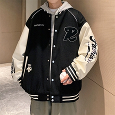 港风上衣夹克宽松落肩拼色棒球服外套，男装夹克，星座1204-3