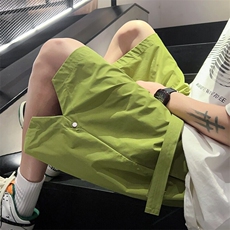 夏季飘带五分裤男宽松港风短裤纯色休闲直筒中裤A406K611特P35，男装牛仔裤，星座309（原A406）