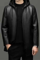 BG-H81008冬季新款男士真皮头层绵羊皮貂皮大衣男装皮风衣水貂胆，男装风衣，电商B360