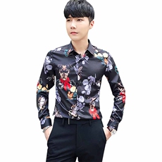 2021秋冬潮流个性花衬衫男长袖韩版休闲印花衬衣A470-CS112，男装衬衫，电商A207