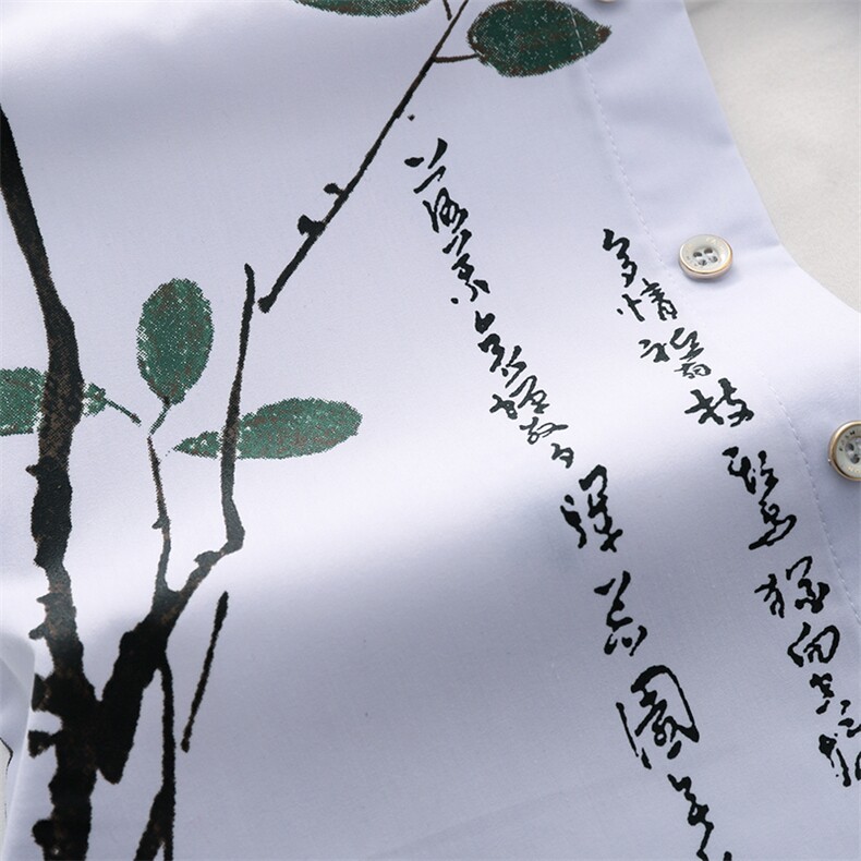 2021年大码印花中国风衬衫男春夏新款青年短袖衬衫QT5030/761p45,男装衬衫,电商A012