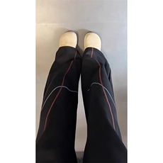 重磅藏青色明线弯刀卫裤男女秋季舒适显高休闲裤宽松运动阔腿裤子，男装休闲裤，四季星座505