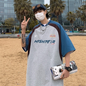 新款短袖t恤男夏季韩版潮流简约半袖上衣港风宽松休闲潮牌体恤衫图片