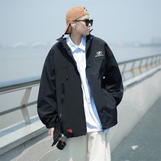 潮牌痞帅运动oversize冲锋衣外套男春季美式简约休闲连帽夹克8819，男装夹克，星座506