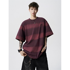8XL-M高品质纯棉扎染条纹短袖T恤男宽松美式复古半袖情侣DX339，男装T恤，电商D206-1