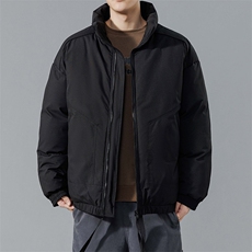 现货冬季美式休闲加厚雪山外套夹克立领纯色三防户外工装棉服，男装夹克，电商A443