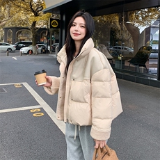 【新款现货】个性拼接羽绒服立领小个子保暖外套99036款P285K388，女装羽绒服，2C316