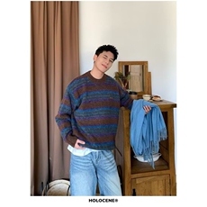 有货DM63-特批45秋冬美式复古条纹长袖圆领套头针织衫，男装针织衫/毛衣，星座603-2