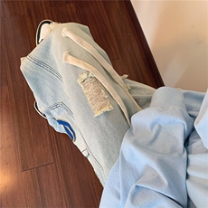 秋季百搭刺绣牛仔裤美式复古潮流宽松直筒工装裤男K4632-P48，男装牛仔裤，星座512-3