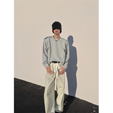XZ1005-1-TTH0039CK-P60-设计感重磅垫肩金属拉链解构卫衣长袖，男装卫衣，星座1005-1