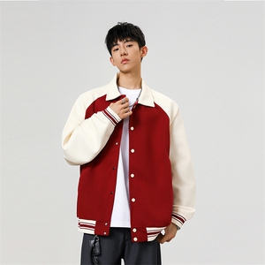 重磅420克boxy短款开衫卫衣液态棉爽滑棒球服撞色外套男D9898-P68图片