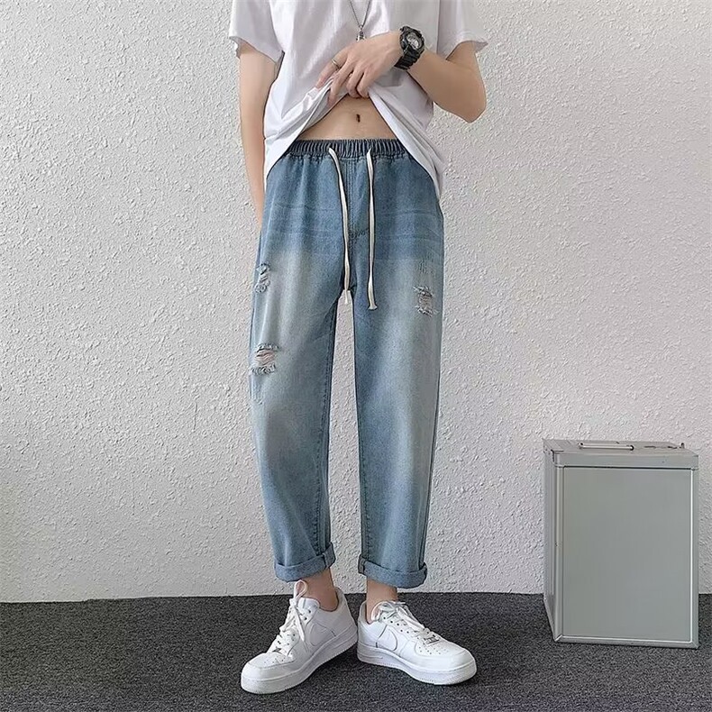 牛仔裤男夏季潮大码休闲裤子NY021P32图片