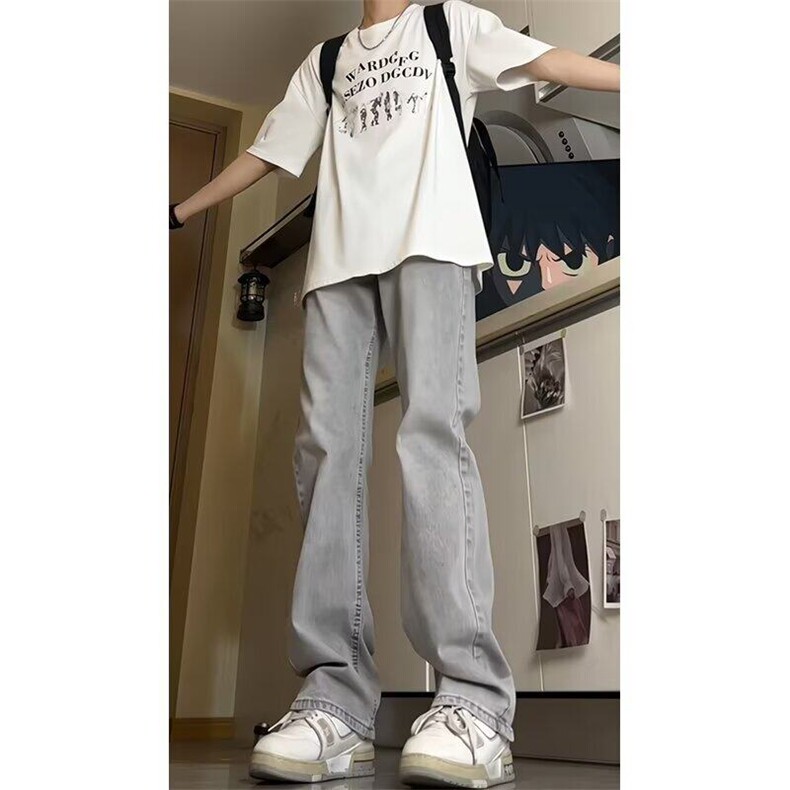 K7055微喇叭牛仔裤黄泥色灰色浅蓝复古蓝黑色P40S-3XL,男装牛仔裤,星座506A