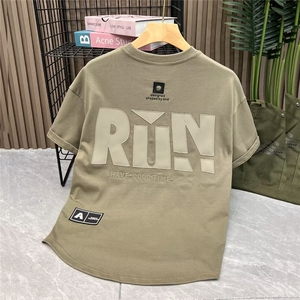 潮流~潮流百搭字母短袖男士夏季2024新款圆领套头半袖韩版休闲T恤图片