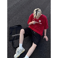 可48小时发货支持抖音得物来样二开美式满天星亮片短袖T恤MTX678，男装T恤，电商A486