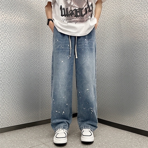 美式高街vibe牛仔裤男春夏季潮牌直筒宽松阔腿裤子N06022-P43图片
