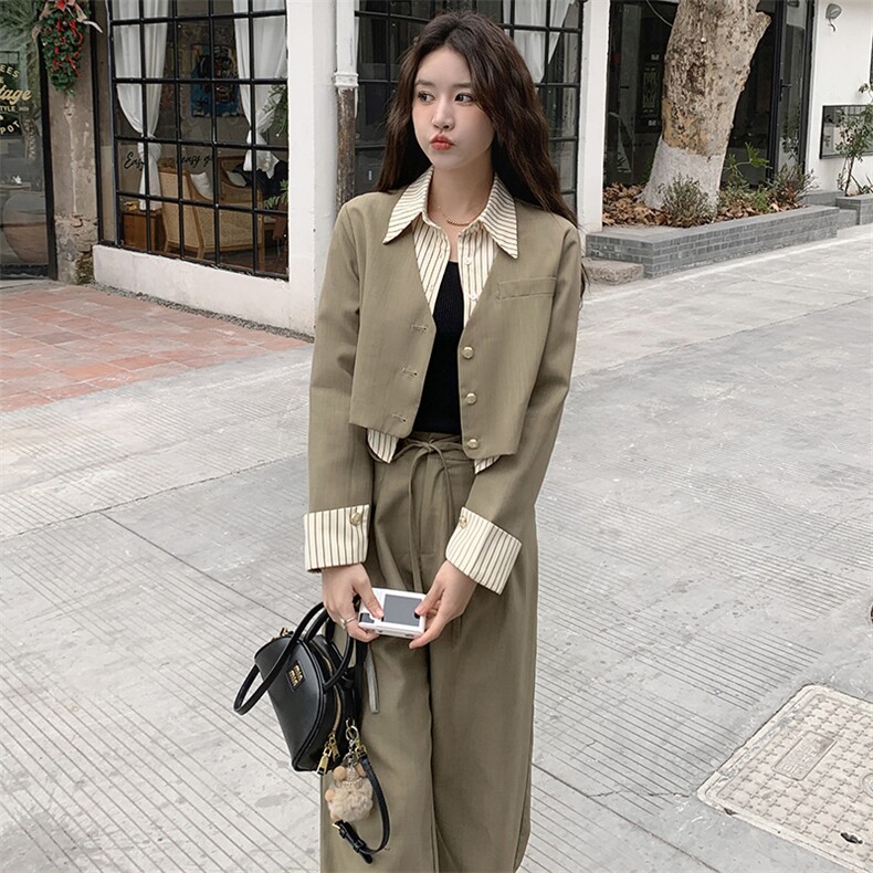 春现-拼色小香风减龄气质裙裤外套套装B190-2821-P160-K228,女装套装/套裙,2B190