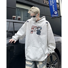 潮民族风刺绣卫衣男女春秋季美式高街重磅连帽衫外套EG130/P55，男装卫衣，星座506