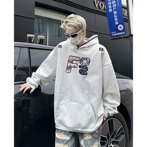 潮民族风刺绣卫衣男女春秋季美式高街重磅连帽衫外套EG130/P55图片