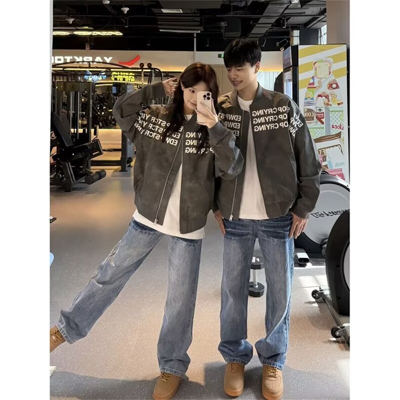 字母印花美式棒球服男高街hiphop飞行夹克外套LW221-P66夹棉78,男装夹克,星座1008